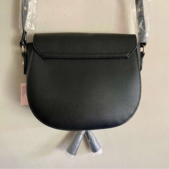 NWT Victoria’s Secret Black Gold Studded Crossbody Saddle Bag Purse - Picture 9 of 16